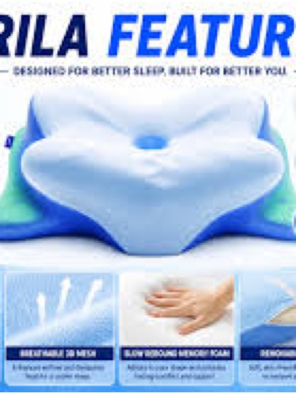 NEW Derila Ergo Edition Memory Foam Pillow Cervical Contour Orthopedic Support